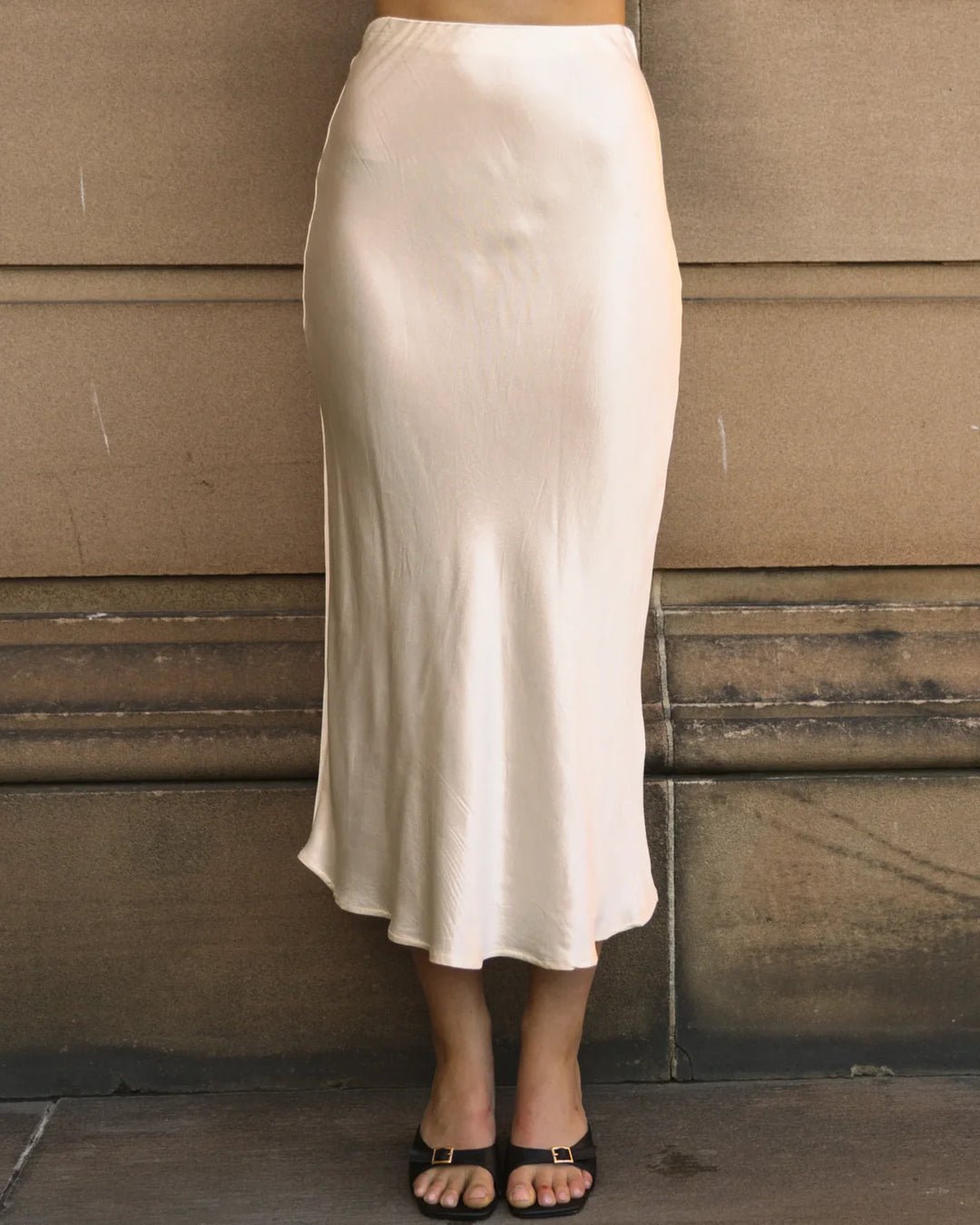 Satin Bias Skirt - Cream