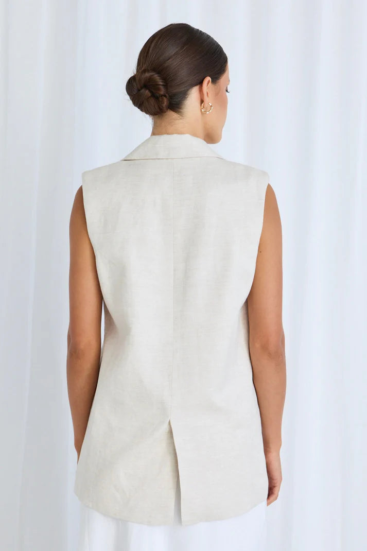 Vancouver Natural Linen Viscose Longline Vest