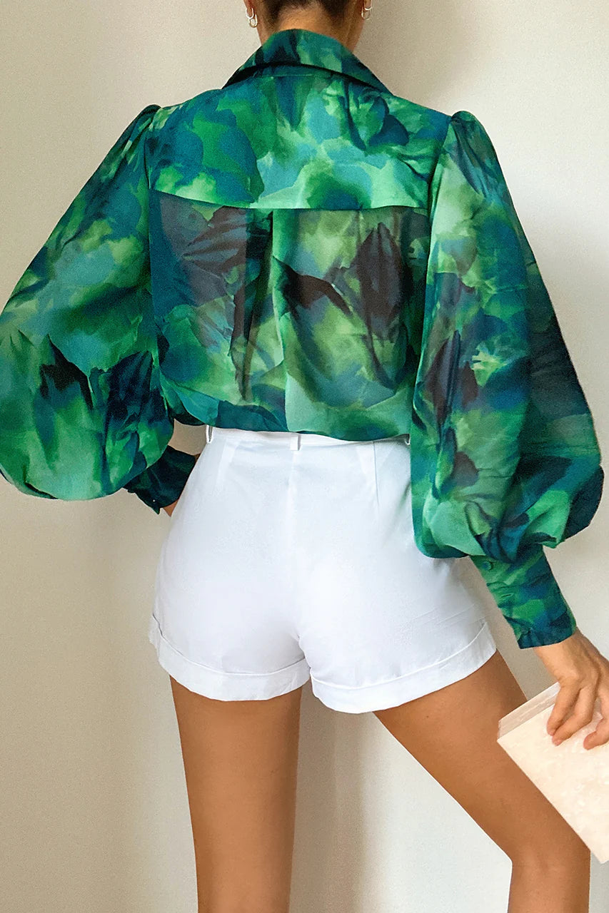 Calista Shirt - Green Floral