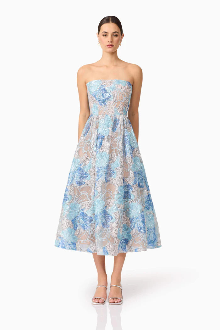 Leonie Cocktail Midi Dress - Blue