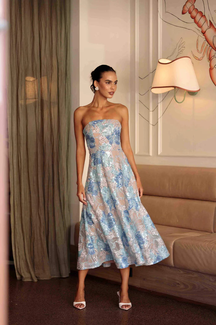 Leonie Cocktail Midi Dress - Blue