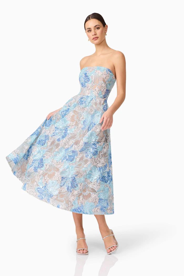 Leonie Cocktail Midi Dress - Blue
