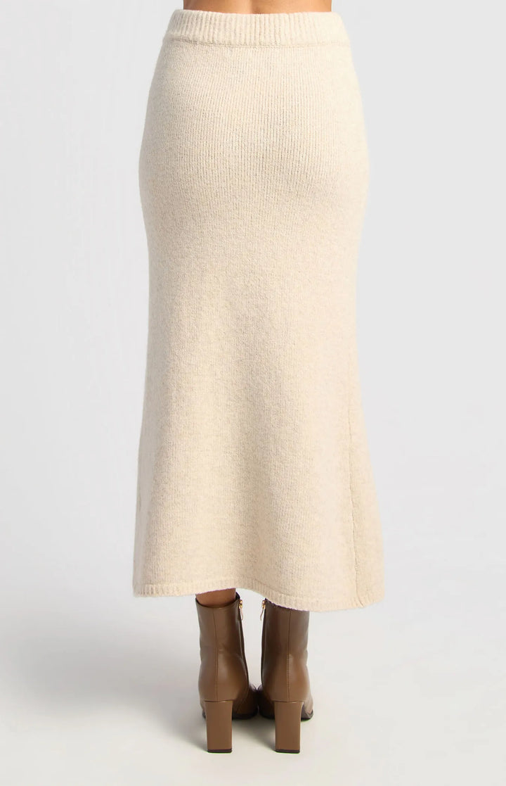 Fluffy Knit Skirt- Oat Marle