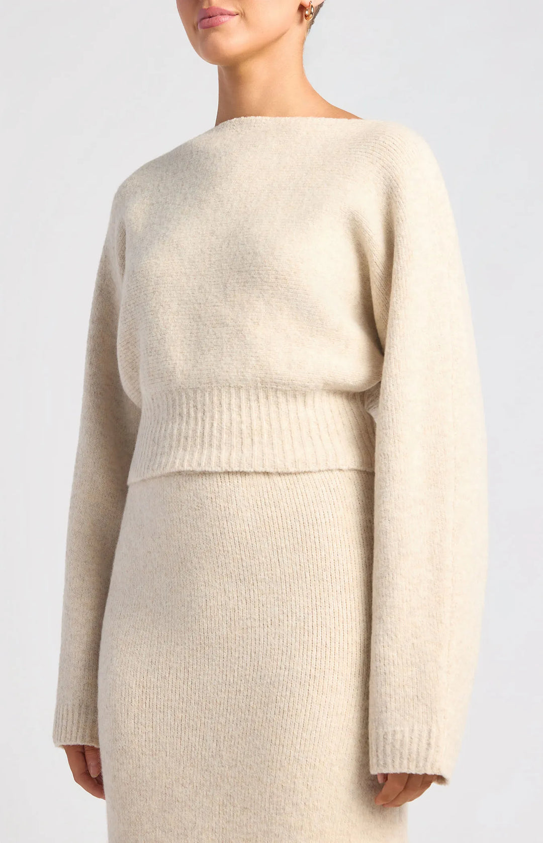 Fluffy Knit Skirt- Oat Marle