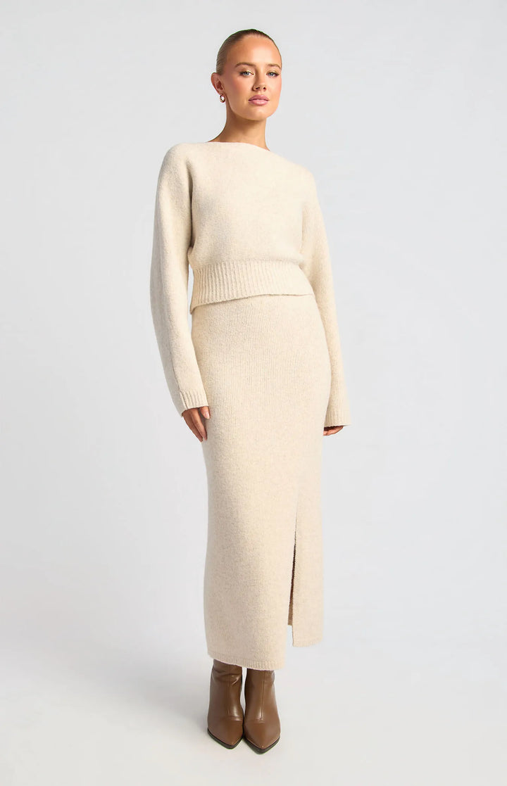 Fluffy Knit Top - Oat Marle