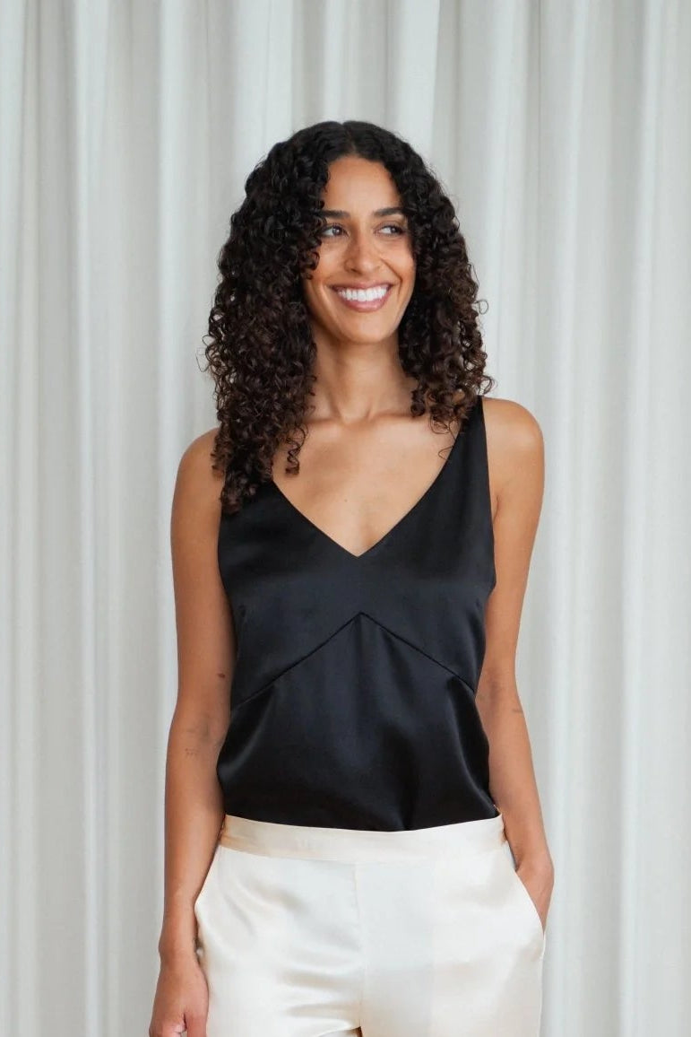 Petite Silk Cami - Black